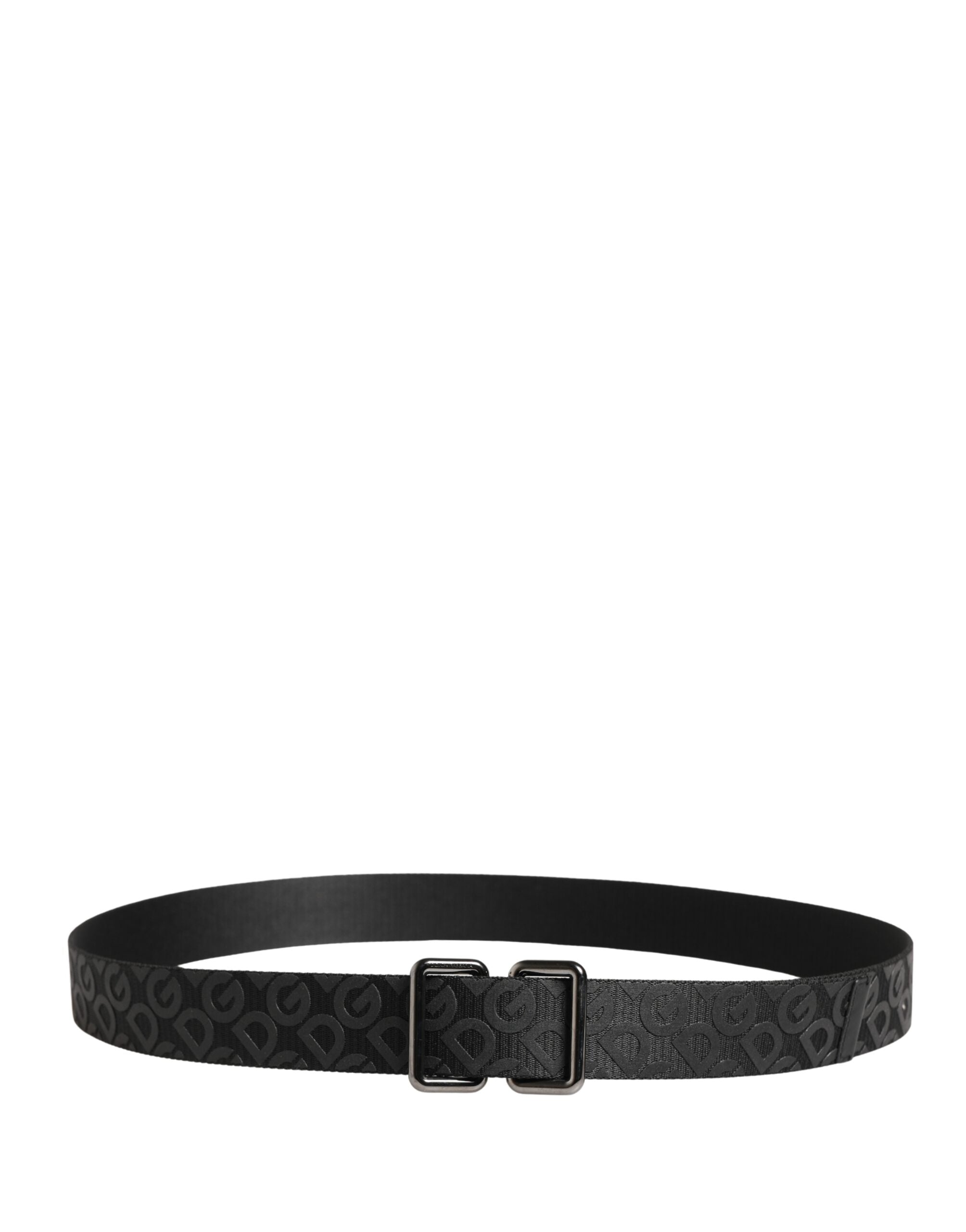 Dolce & Gabbana Schwarzer Logo-Monogramm-Gürtel mit Metallschnalle in Silber