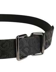 Dolce & Gabbana Schwarzer Logo-Monogramm-Gürtel mit Metallschnalle in Silber