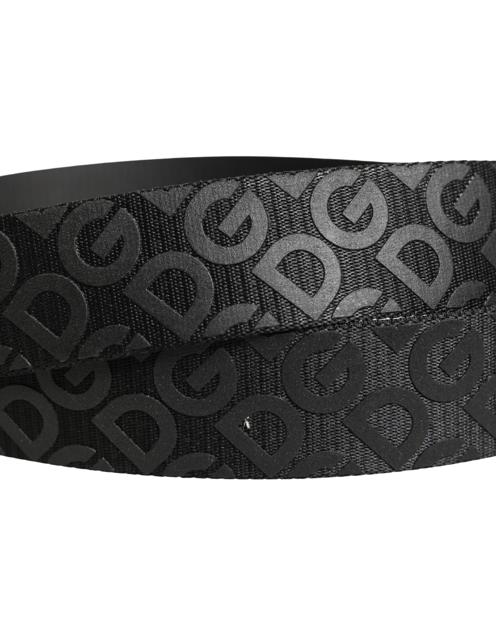 Dolce & Gabbana Schwarzer Logo-Monogramm-Gürtel mit Metallschnalle in Silber