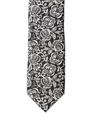 Dolce & Gabbana Schwarz Weiß Floral Fantasy Seidenkrawatte verstellbar