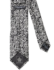 Dolce & Gabbana Schwarz Weiß Floral Fantasy Seidenkrawatte verstellbar