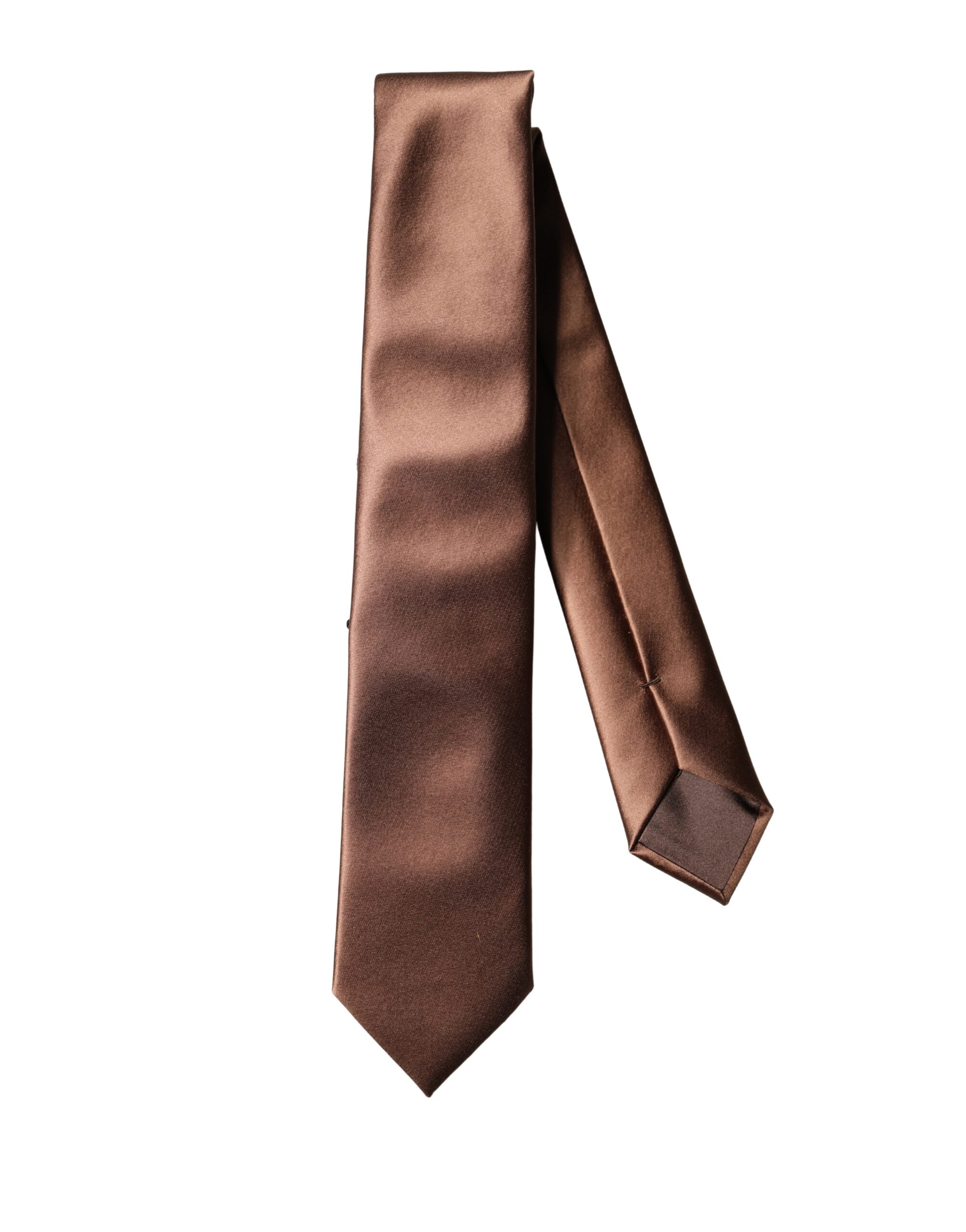 Dolce & Gabbana Braune Satin Krawatte 100% Seide Breite Verstellbar Herren Krawatte