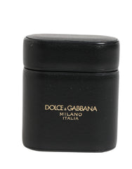 Dolce & Gabbana Airpods-Hülle aus schwarzem Kalbsleder mit Logo-Print und Flip-Halter