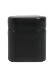 Dolce & Gabbana Airpods-Hülle aus schwarzem Kalbsleder mit Logo-Print und Flip-Halter