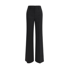 Max Mara Zwarte Fleece Wollen Uitlopende Broek