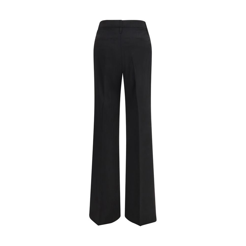 Max Mara Zwarte Fleece Wollen Uitlopende Broek