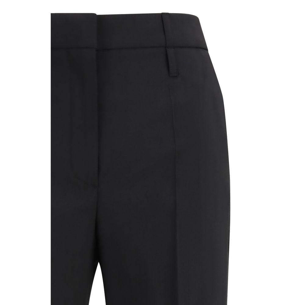 Max Mara Zwarte Fleece Wollen Uitlopende Broek