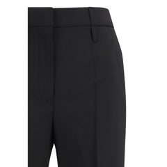 Max Mara Zwarte Fleece Wollen Uitlopende Broek