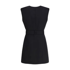 Balmain Black Fleece Wool Cocktail Dress