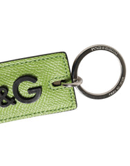 Dolce & Gabbana Schlüsselanhänger aus grünem Kalbsleder mit DG-Logo und Metallring