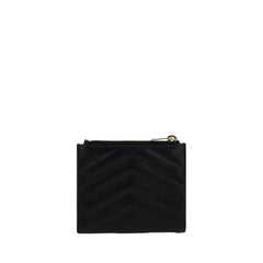 Saint Laurent Zwarte Kalfsleren Portemonnee