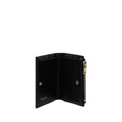 Saint Laurent Zwarte Kalfsleren Portemonnee