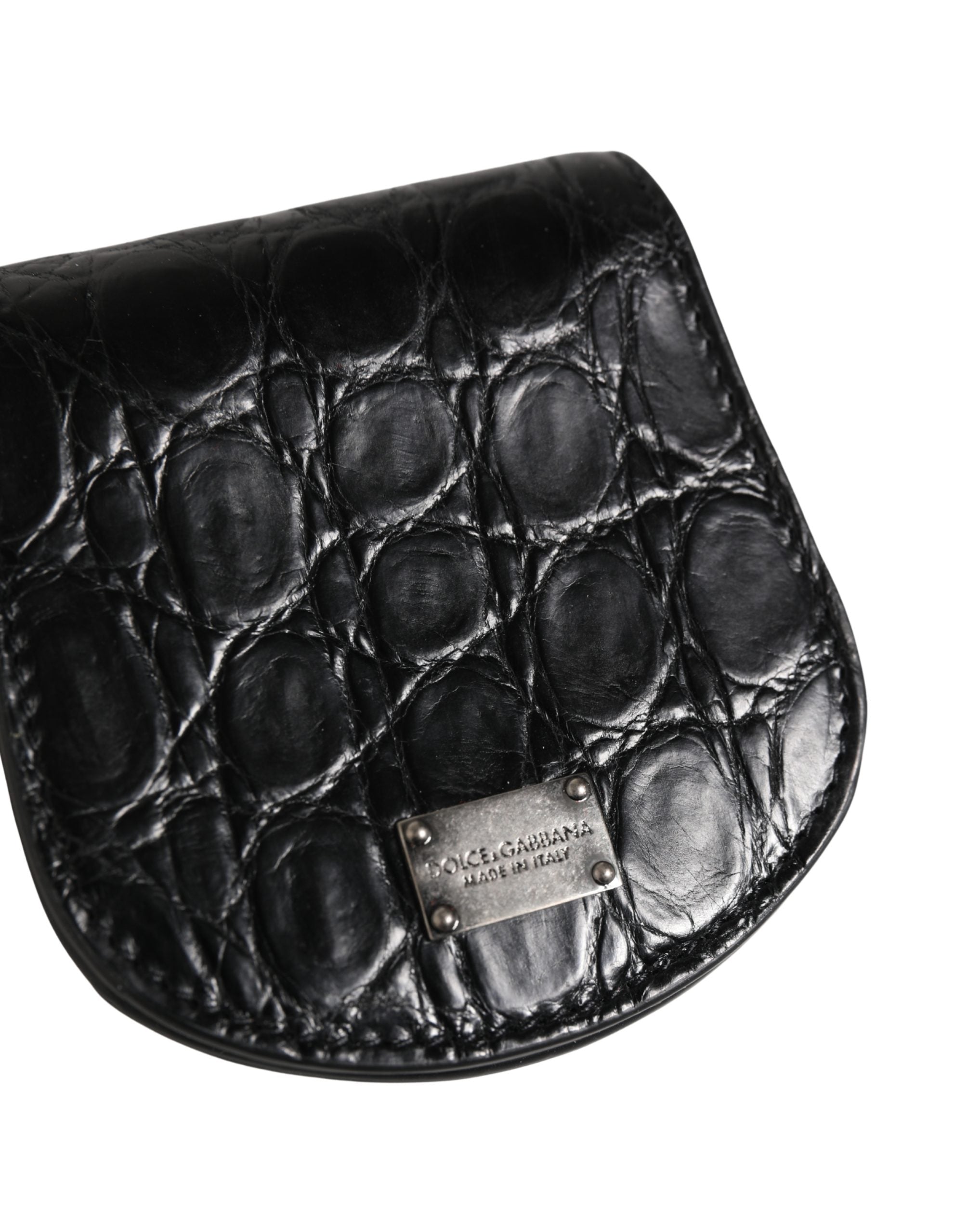 Dolce & Gabbana Schwarzes Etui für Kondome aus exotischem Leder