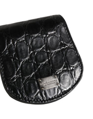 Dolce & Gabbana Schwarzes Etui für Kondome aus exotischem Leder