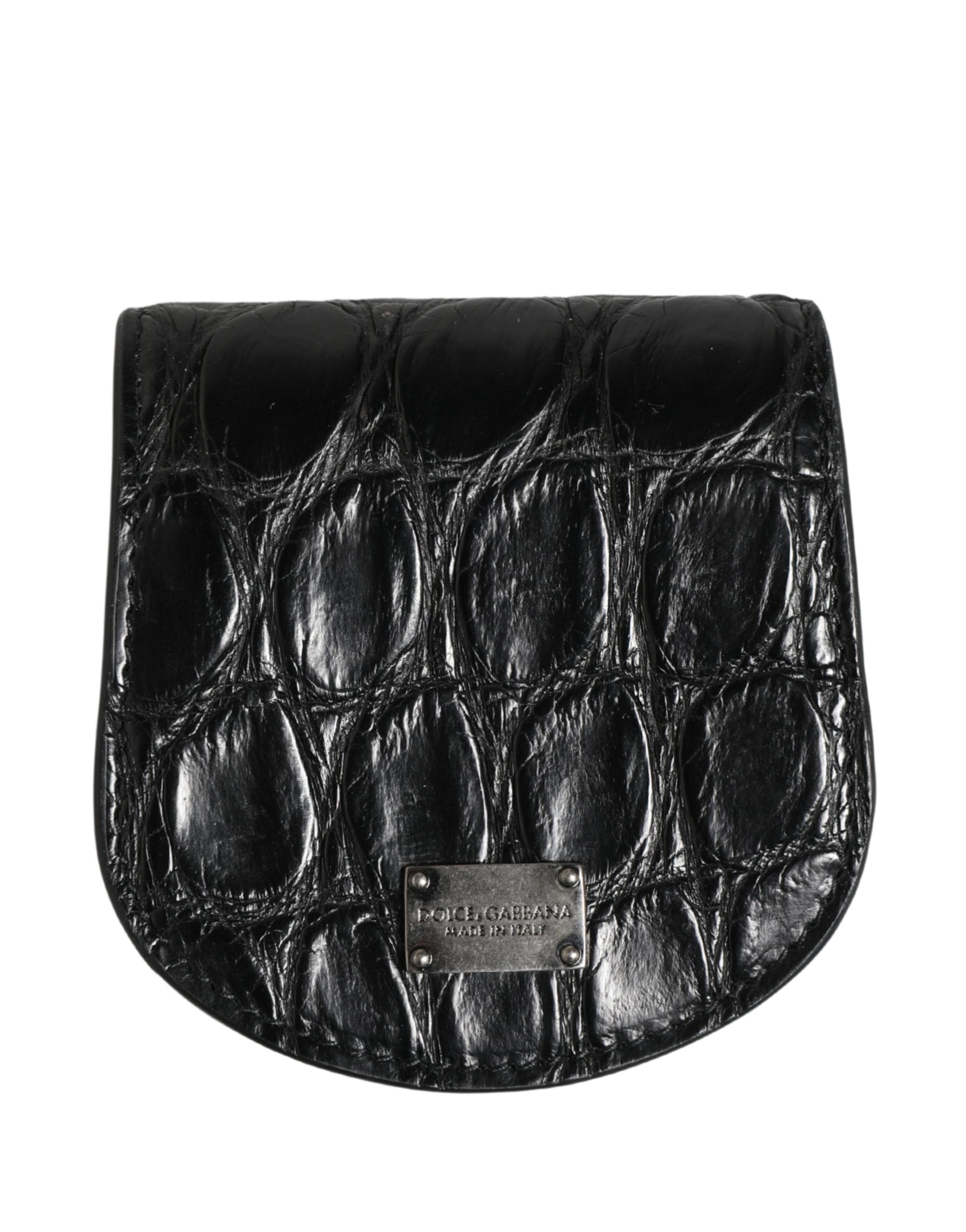 Dolce & Gabbana Schwarzes Etui für Kondome aus exotischem Leder