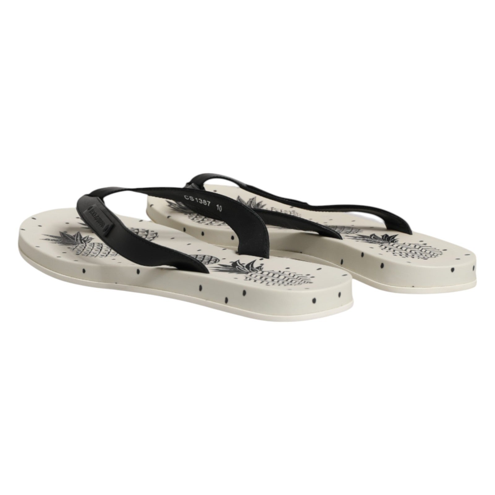 Dolce & Gabbana Witte Slippers met Ananasprint