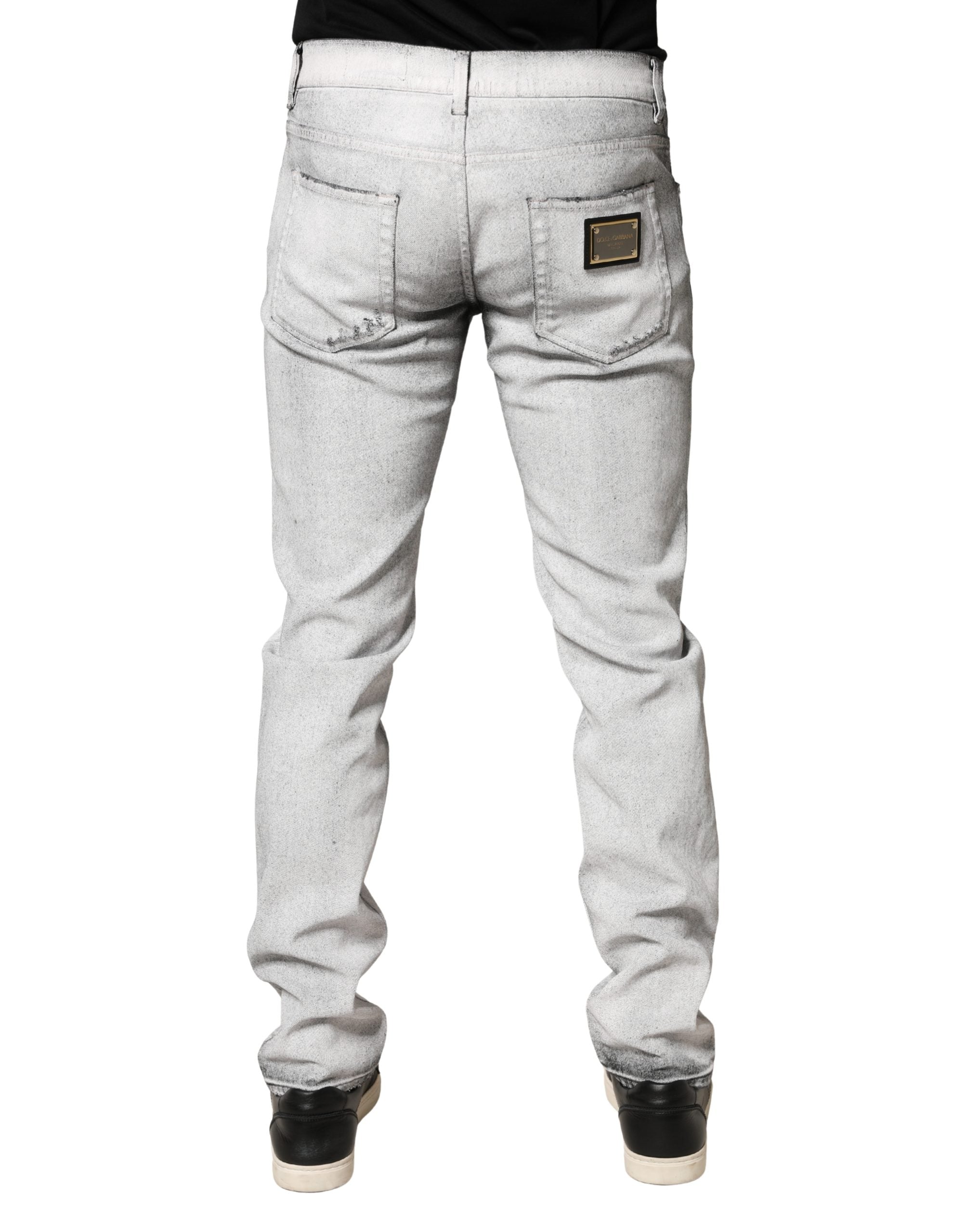 Dolce & Gabbana Hellgraue Distressed Skinny Herren-Jeans