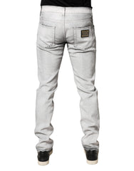 Dolce & Gabbana Hellgraue Distressed Skinny Herren-Jeans