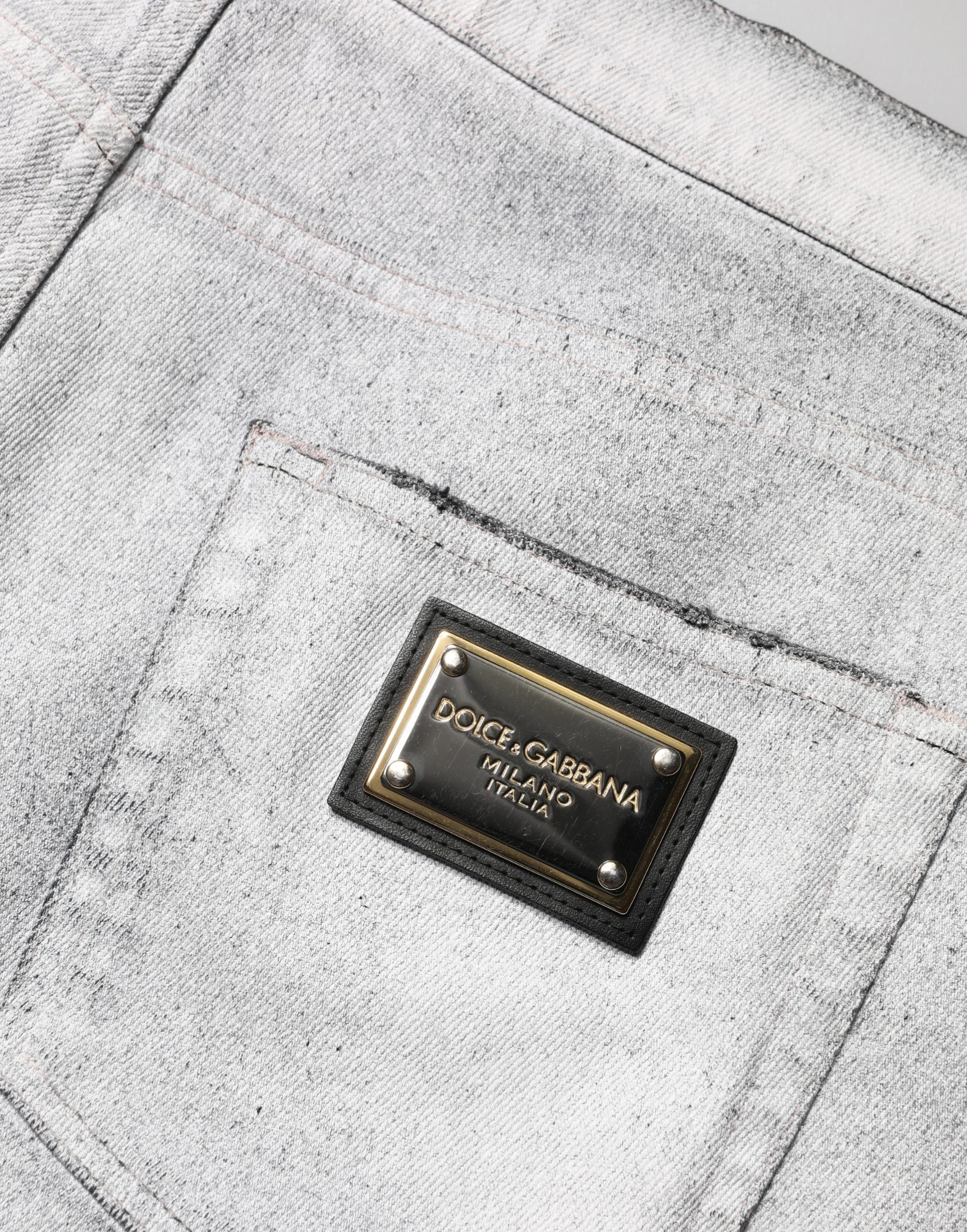 Dolce & Gabbana Hellgraue Distressed Skinny Herren-Jeans