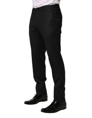 Dolce & Gabbana Zwarte Wollen Nauwsluitende Mannen Nette Broek