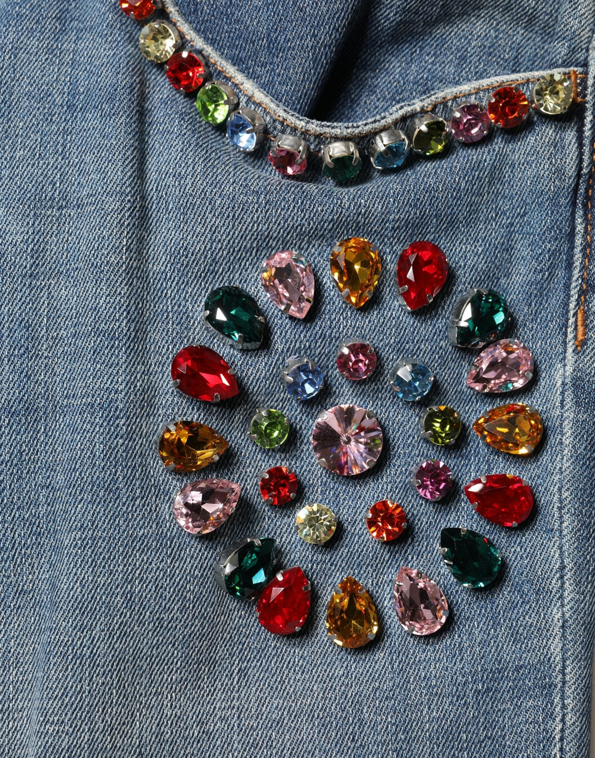 Dolce & Gabbana Blaue verzierte lockere Baumwoll-Jeans für Herren