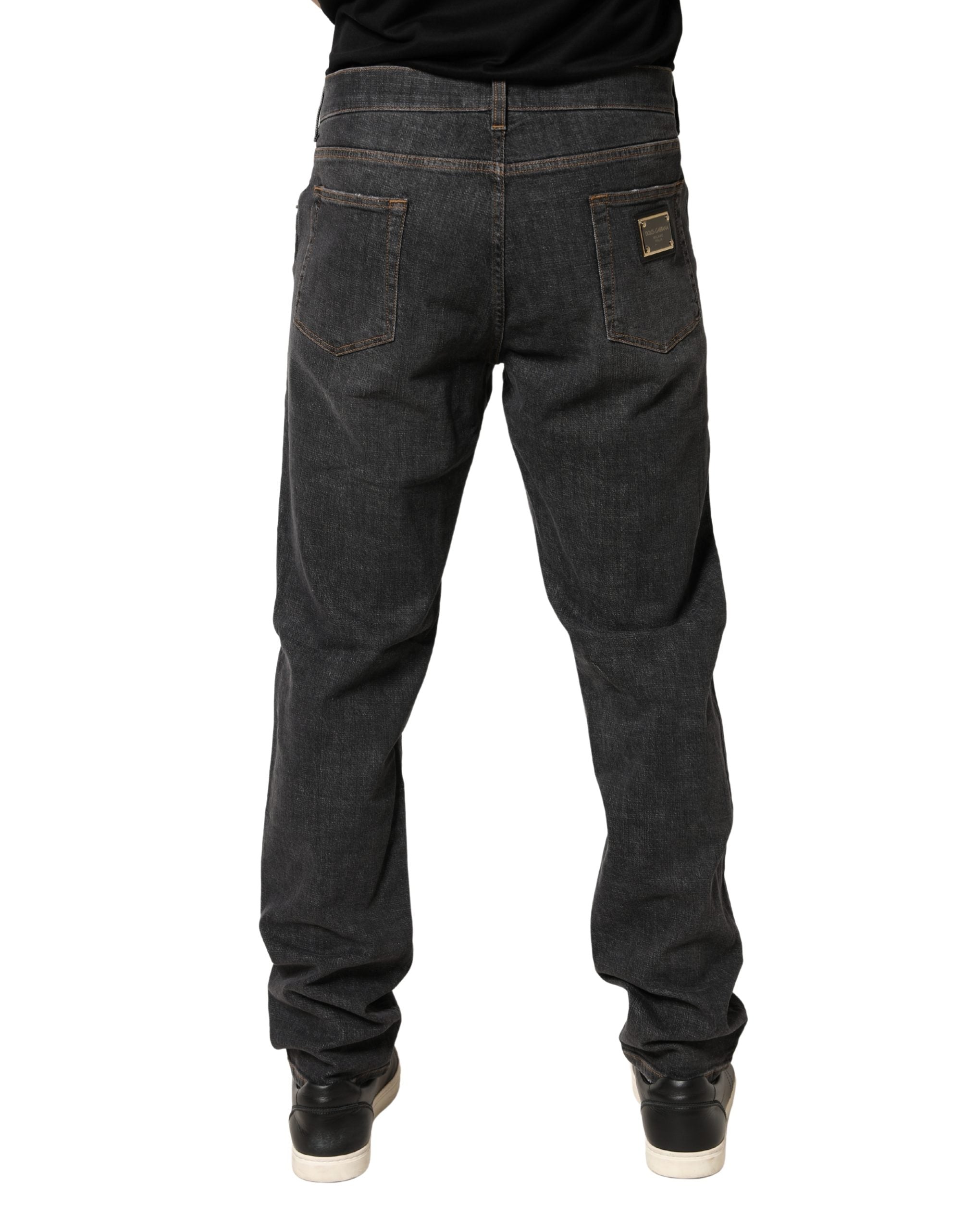 Dolce & Gabbana Dunkelgraue Slim Fit Herrenjeans aus Baumwolle