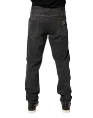 Dolce & Gabbana Dunkelgraue Slim Fit Herrenjeans aus Baumwolle