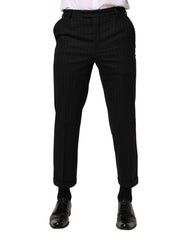Dolce & Gabbana Schwarze gestreifte Wollhose