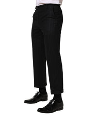 Dolce & Gabbana Schwarze gestreifte Wollhose
