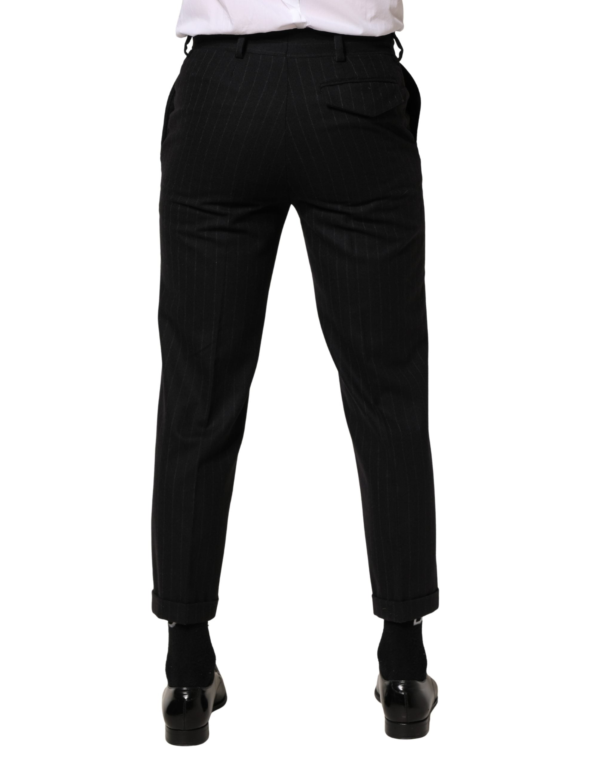 Dolce & Gabbana Schwarze gestreifte Wollhose