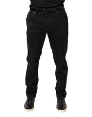 Dolce & Gabbana Schwarze zerrissene Skinny Jeans aus Baumwolle