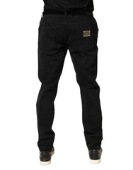 Dolce & Gabbana Schwarze zerrissene Skinny Jeans aus Baumwolle