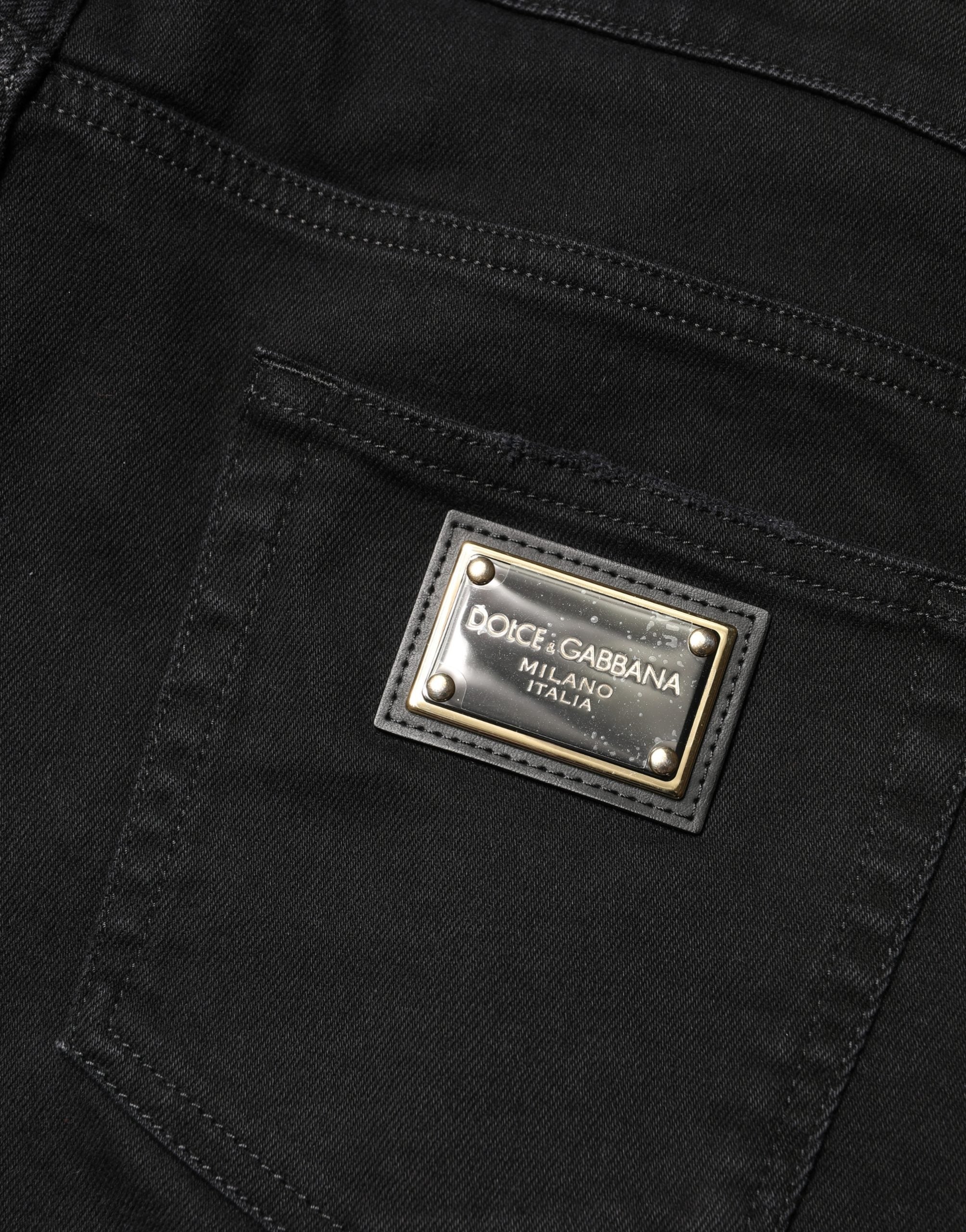 Dolce & Gabbana Schwarze zerrissene Skinny Jeans aus Baumwolle