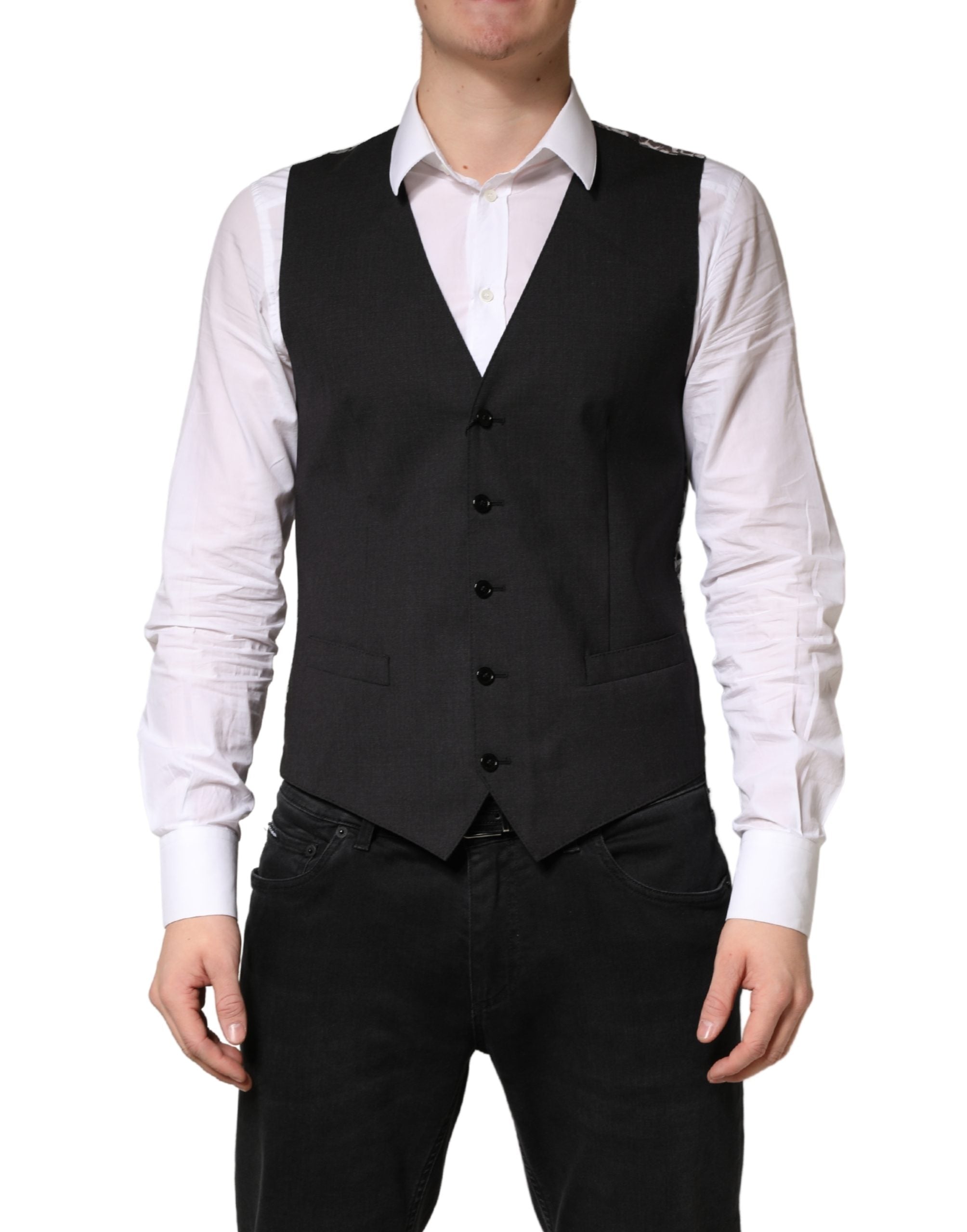 Dolce & Gabbana Schwarze Herrenweste aus Wolle für formelle Anlässe