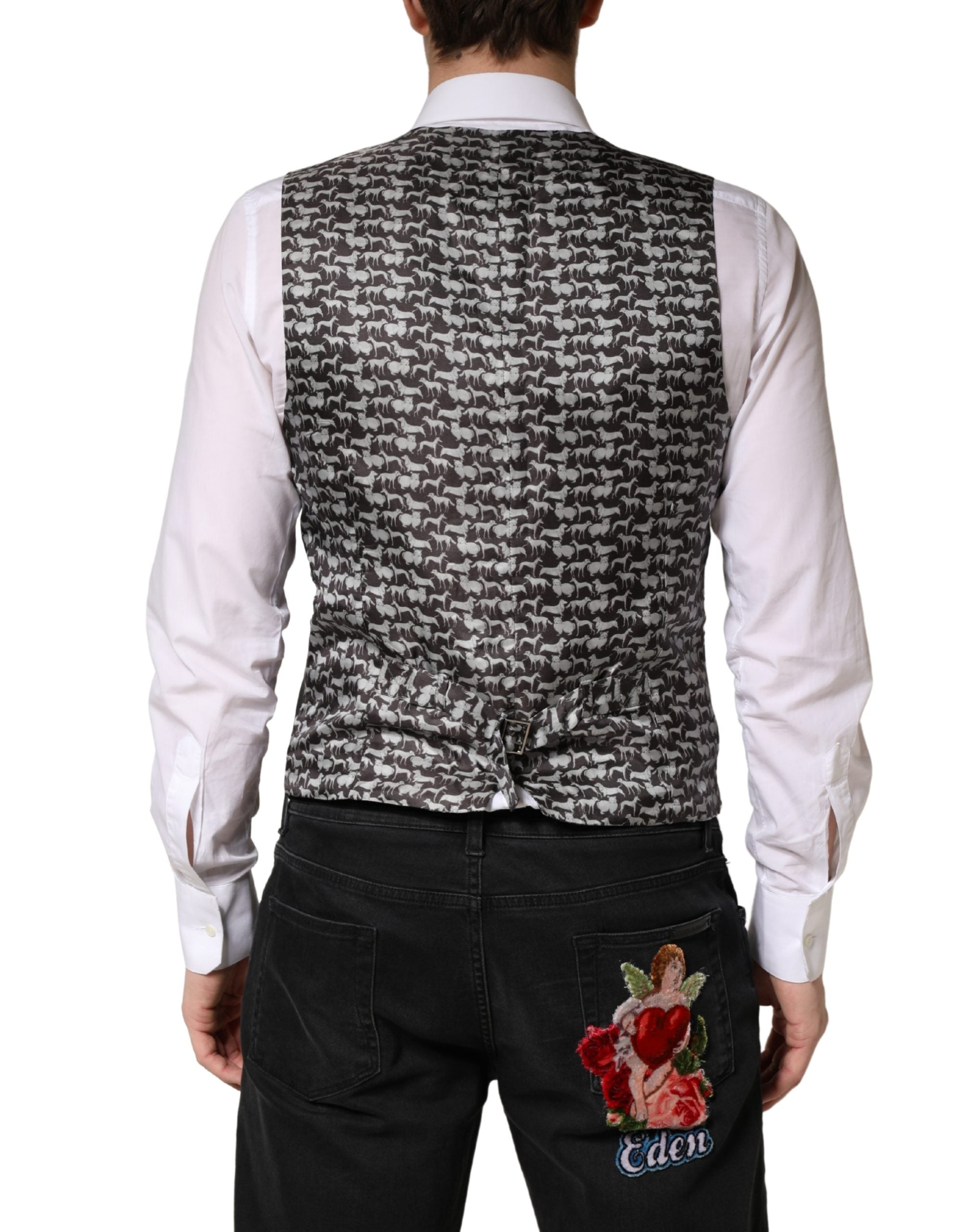 Dolce & Gabbana Schwarze Herrenweste aus Wolle für formelle Anlässe