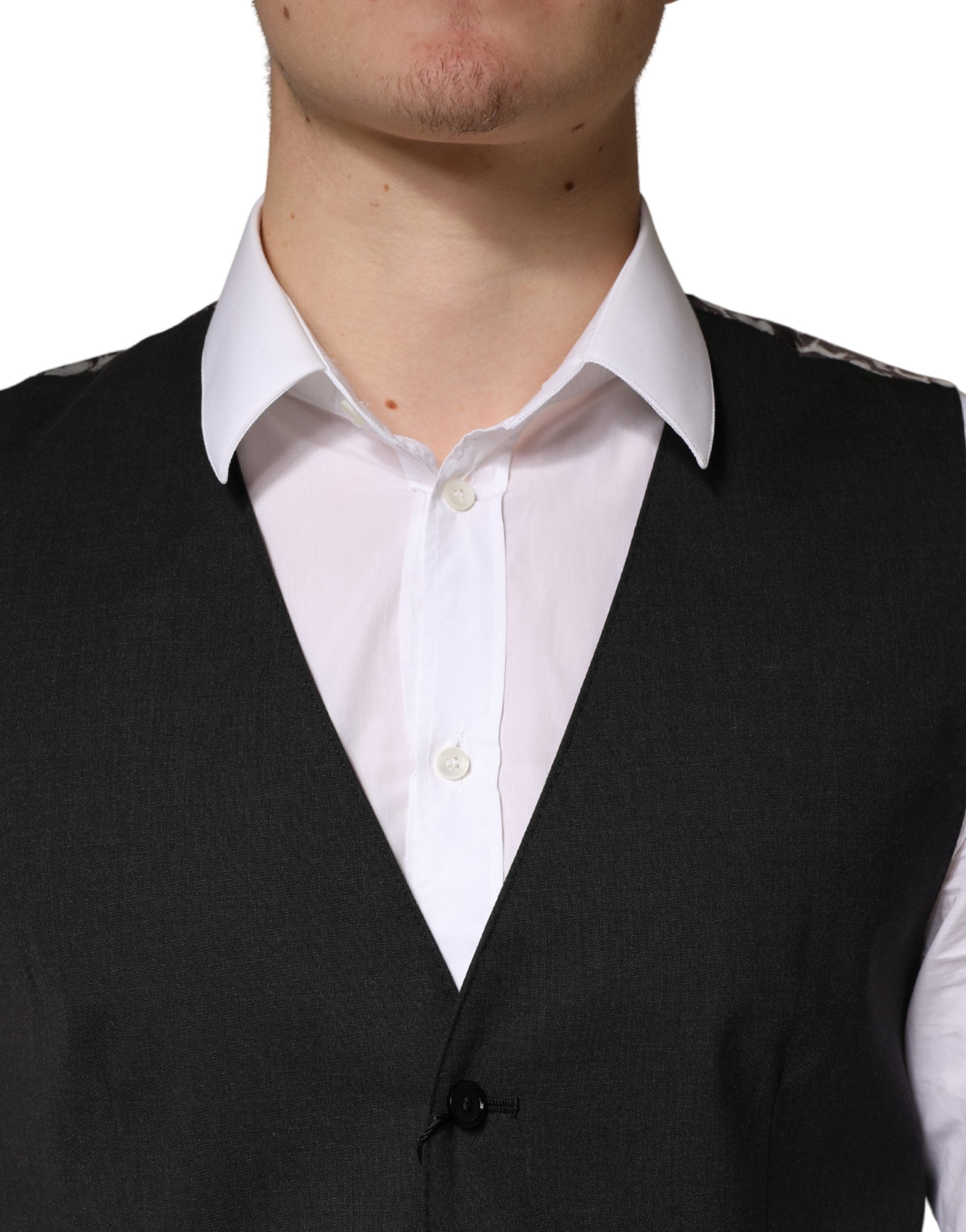 Dolce & Gabbana Schwarze Herrenweste aus Wolle für formelle Anlässe