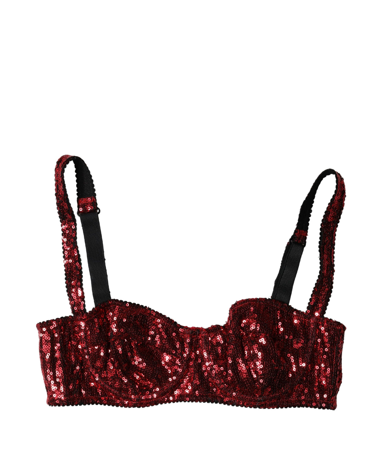 Dolce & Gabbana Roter, paillettenbesetzter Balconette-BH aus Nylon