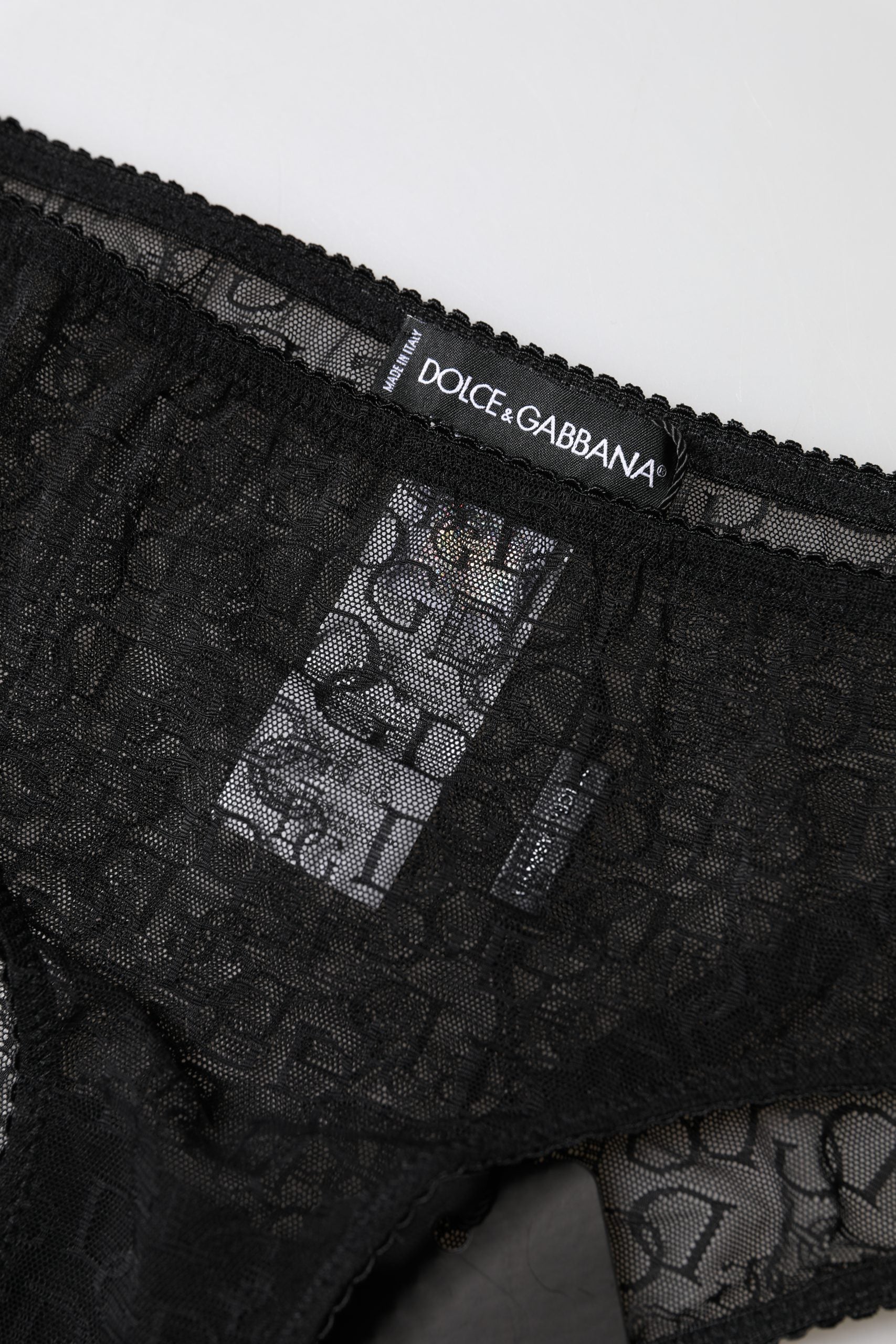 Dolce & Gabbana Schwarze Unterhose aus Nylon-Stretch mit mittlerer Bundhöhe