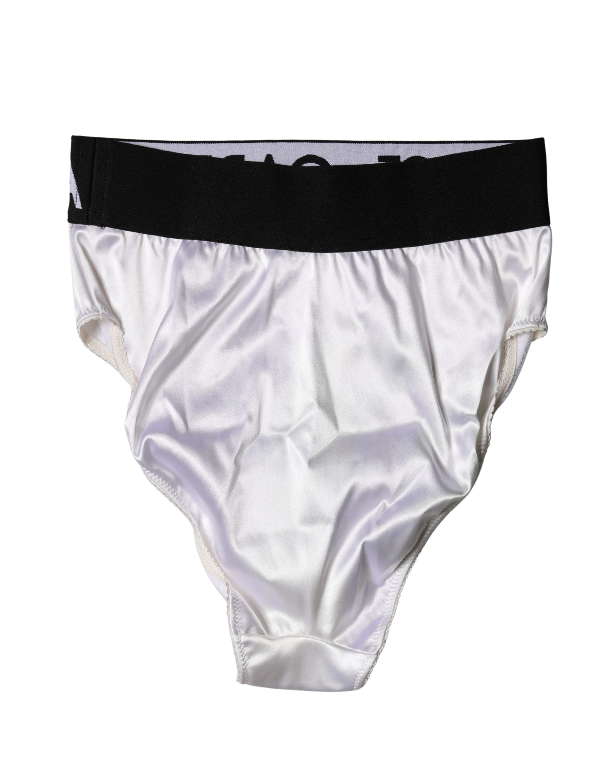 Dolce & Gabbana Weißes Logo Slip Hohe Taille Höschen Unterwäsche