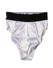Dolce & Gabbana Weißes Logo Slip Hohe Taille Höschen Unterwäsche