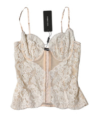 Dolce & Gabbana beiges Korsett aus floraler Spitze Dessous Unterwäsche