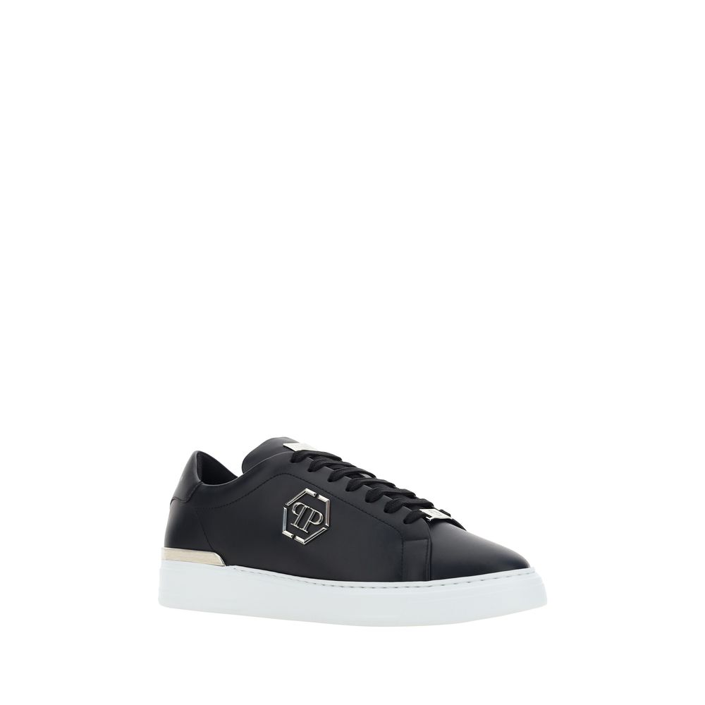 Philipp Plein Schwarze Low-Top-Sneaker aus Kalbsleder
