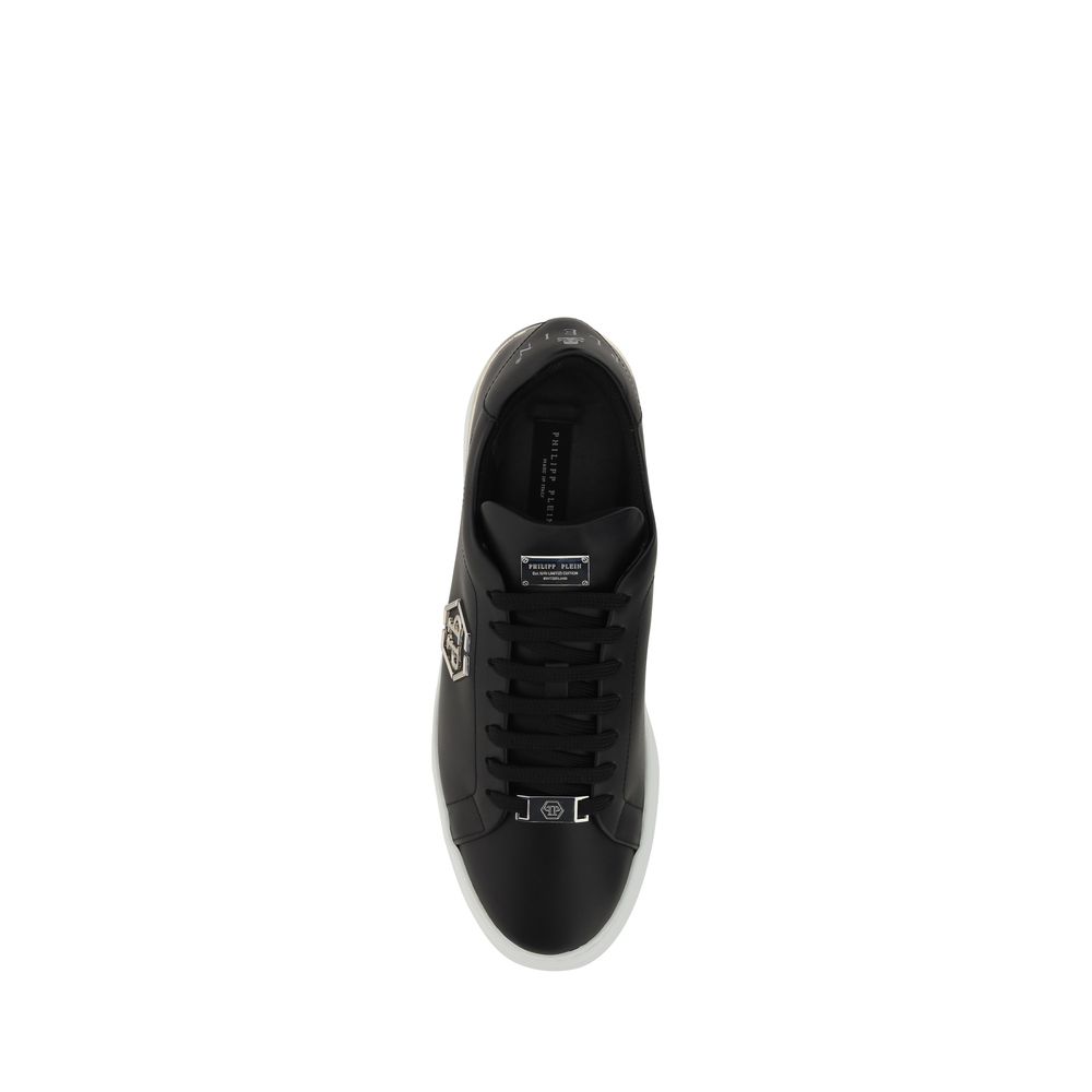 Philipp Plein Schwarze Low-Top-Sneaker aus Kalbsleder
