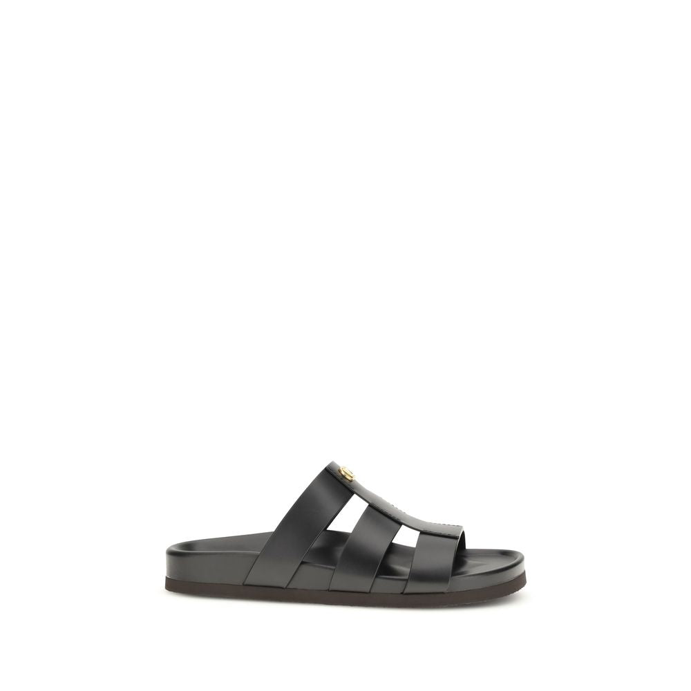 Valentino Garavani Schwarze Sandalen aus Kalbsleder Bos Taurus