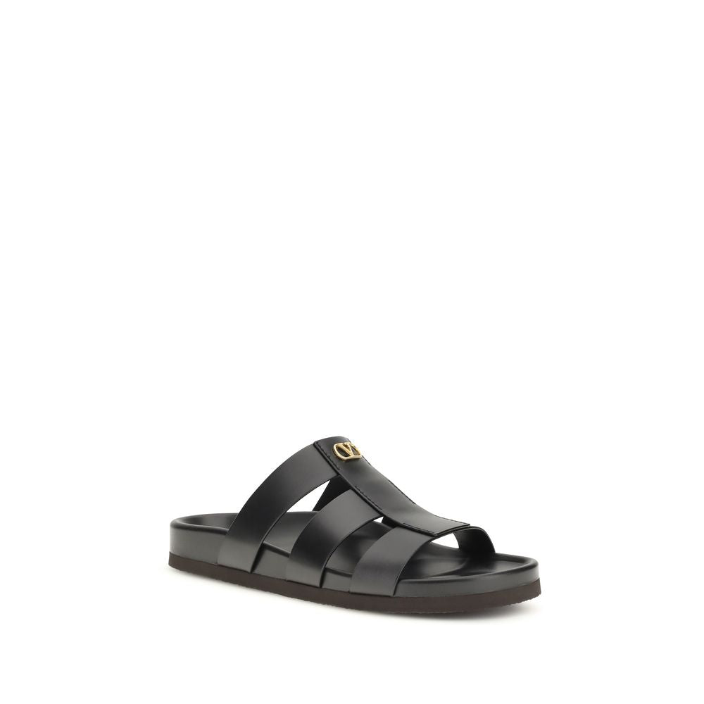 Valentino Garavani Schwarze Sandalen aus Kalbsleder Bos Taurus