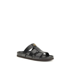 Valentino Garavani Schwarze Sandalen aus Kalbsleder Bos Taurus