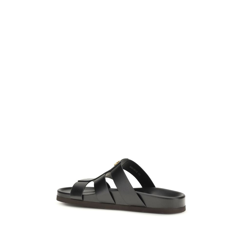 Valentino Garavani Schwarze Sandalen aus Kalbsleder Bos Taurus