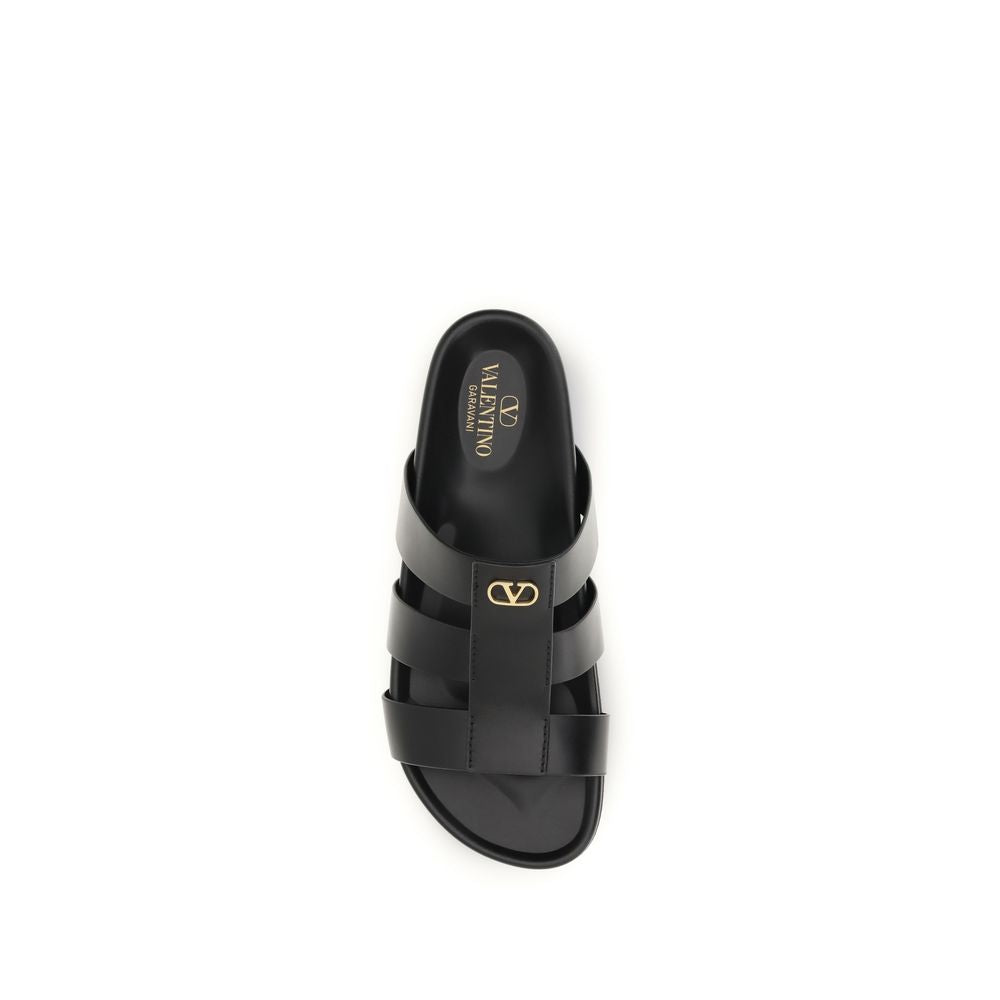 Valentino Garavani Schwarze Sandalen aus Kalbsleder Bos Taurus