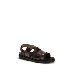 Marni Zwarte Kalfsleren Bos Taurus Sandalen met Bandjes