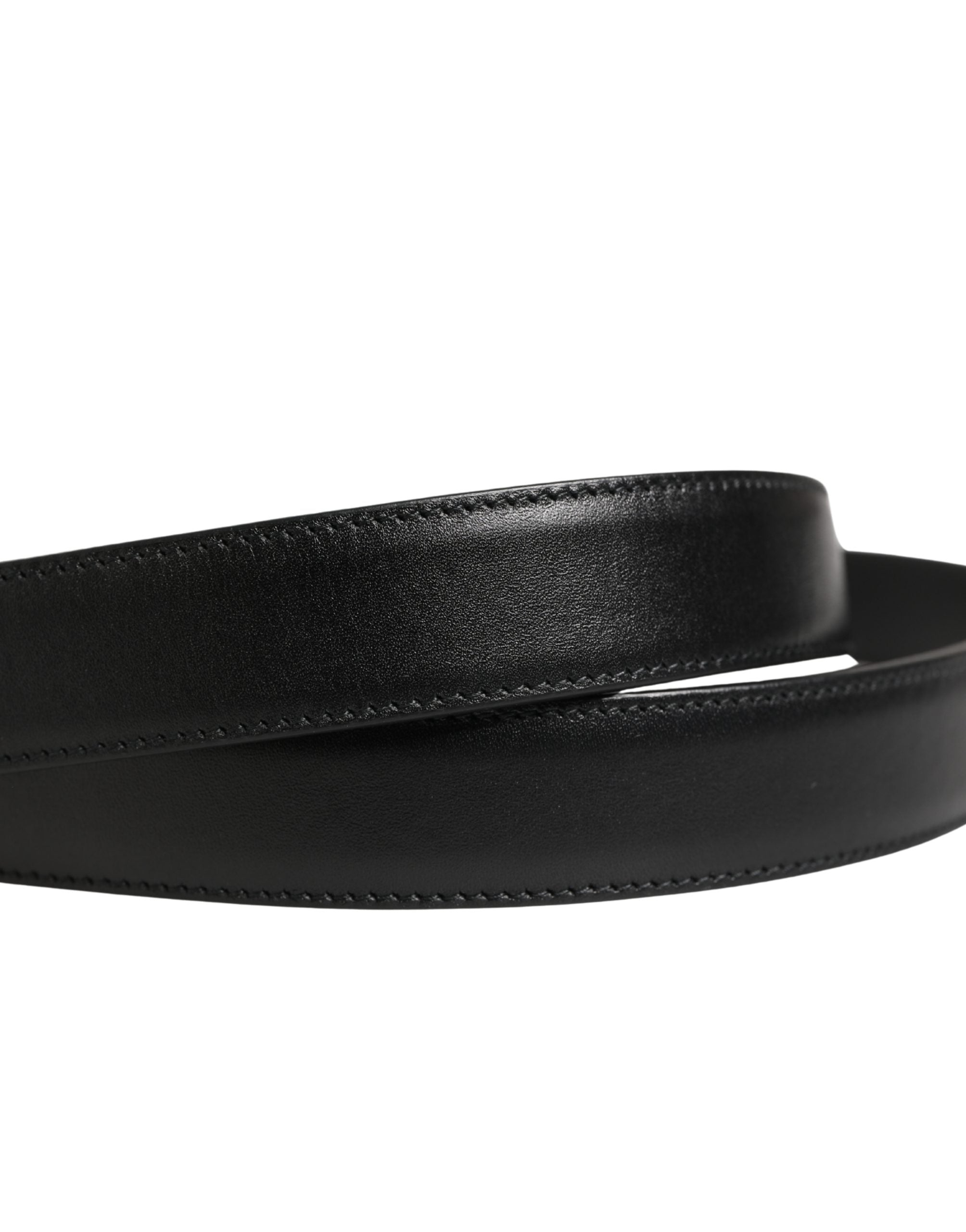 Dolce & Gabbana Herren Schwarzer Klassischer Ledergürtel mit Metallschnalle